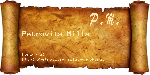 Petrovits Milla névjegykártya